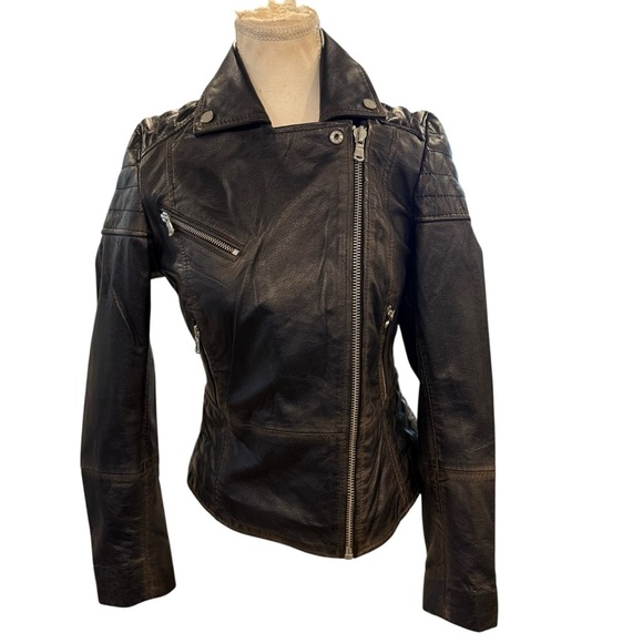 Bod & Christensen Blake Black 100% Genuine Leather Moto Biker Jacket Womens NWT - Picture 3 of 12